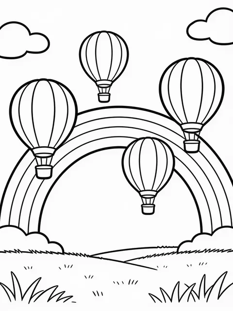 Regnbåge över luftballonger