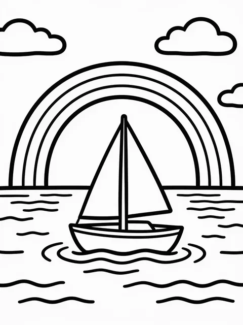 Regnbåge ovanför en segelbåt