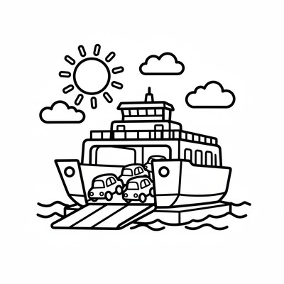 Färja som lastar bilar