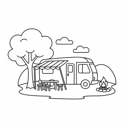 Husbil parkerad på camping