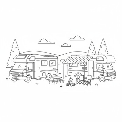 Två husbilar sida vid sida på campingplats