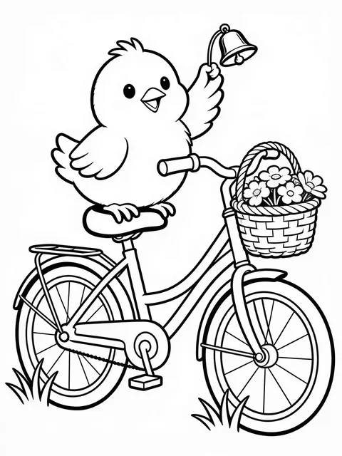 Påskkyckling ringer i en cykelklocka