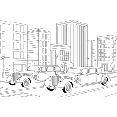 Två limousiner bredvid varandra i stad