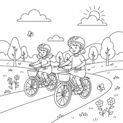 Barn som cyklar på en cykelstig