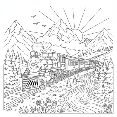 Tåg som kör genom landskap med berg