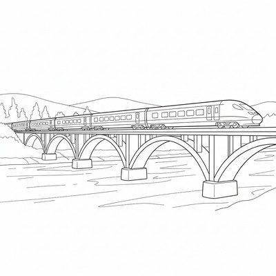 Höghastighetståg på bro