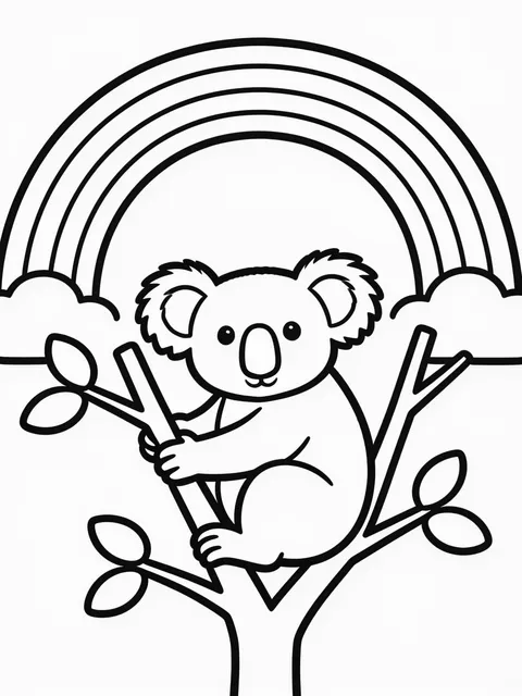 Regnbåge ovanför en koala i trädet