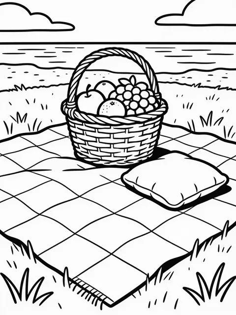 Fruktkorg på en picknickfilt