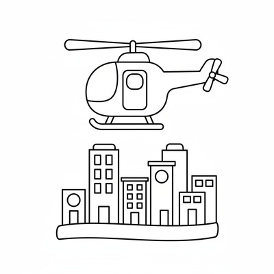 Helikopter över stad