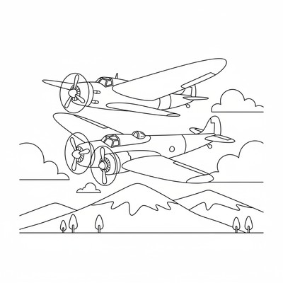 Två flygplan sida vid sida