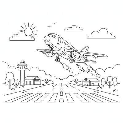 Flygplan som lyfter från flygplats