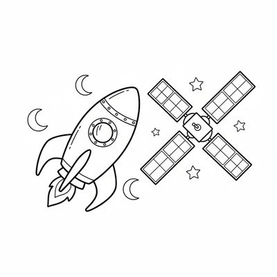 Rymdraket som passerar en satellit