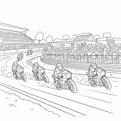 Motorcykeltävling på bana med publik