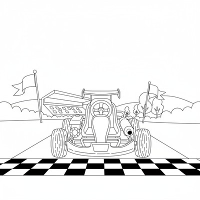 Go-kart framför startlinje