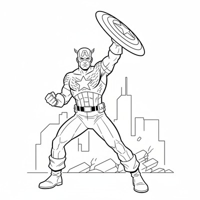 Captain America med skölden höjd