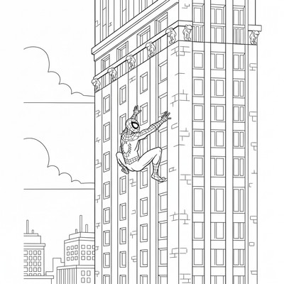 Spiderman som klättrar upp för en vägg