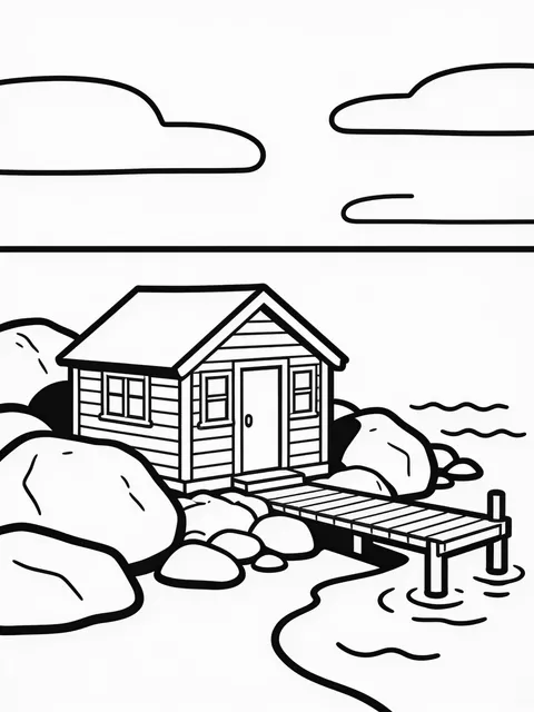 Målarbild: Fritidshus i skärgården