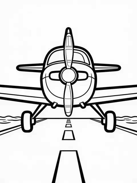Målarbild: Enkelt flygplan sett rakt framifrån
