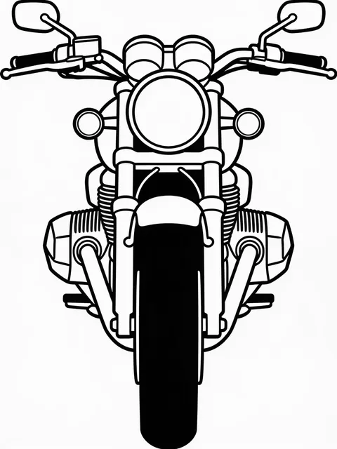 Målarbild: Enkel motorcykel sedd rakt framifrån