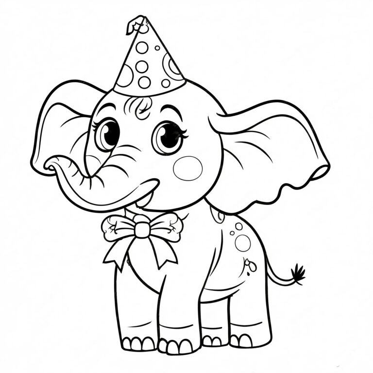 Festklädd elefant med partyhatt