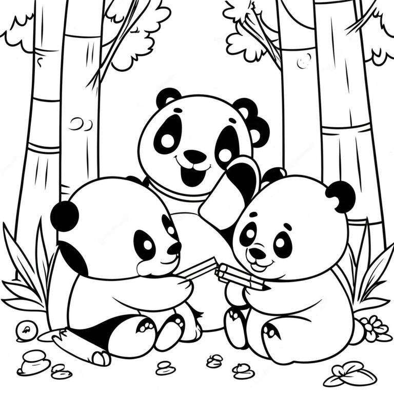 Panda-familj som njuter av bambugodis